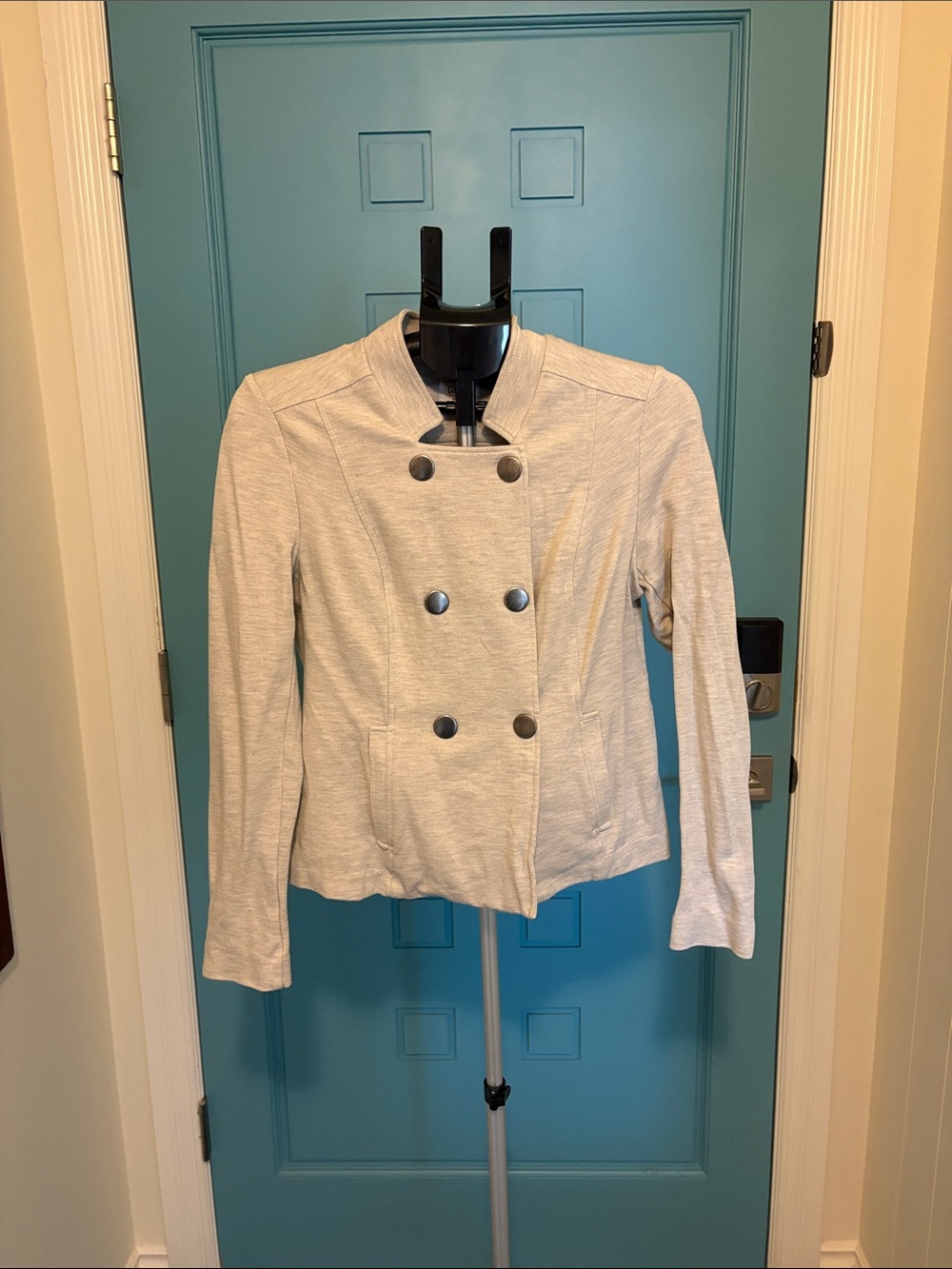 Women’s Double-Breasted Light Gray Jacket